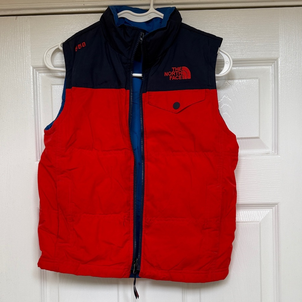 The North Face 550 fill Red and Navy Vest